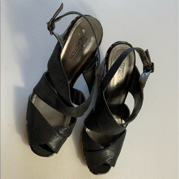 Kenneth Cole Reaction knock black /cheetah wedges - Picture 2 of 9